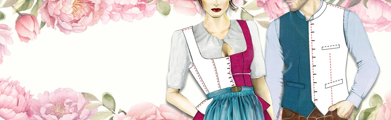 passgenaues Schnittmuster für ein wunderschönes traditionelles Dirndl und eine tolle Herrenweste.
