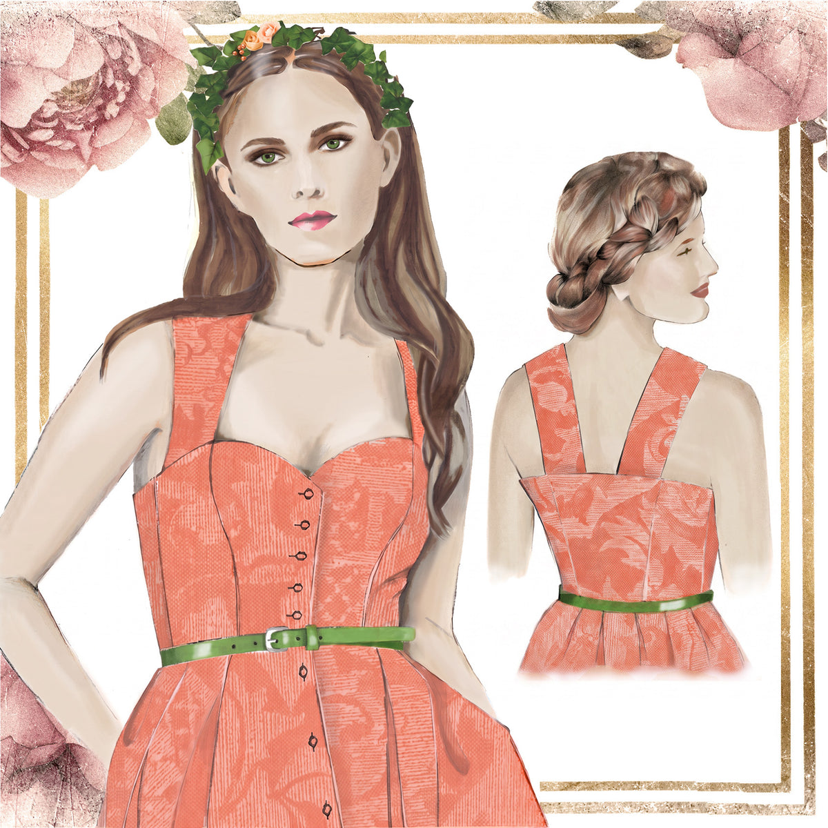 Dirndl Dress 151 with Sweetheart Neckline and Wide Straps – Digital PDF Sewing Pattern
