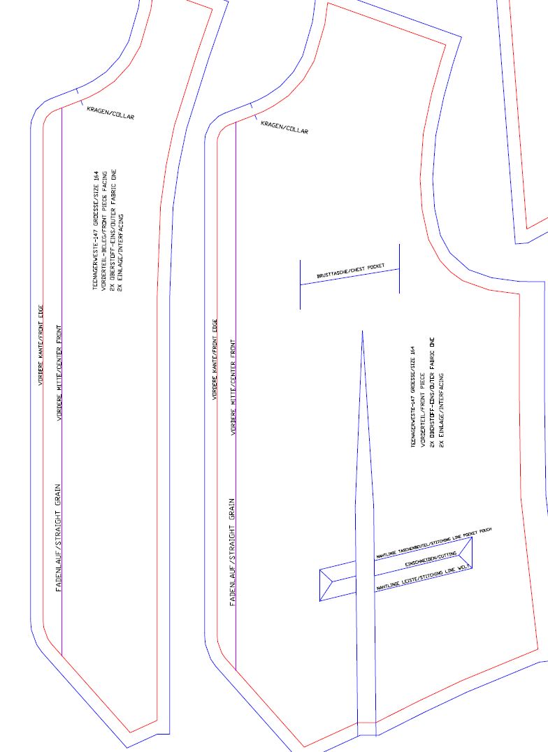 Download Schnittmuster Teenagerweste-147 Größe 164 + 170