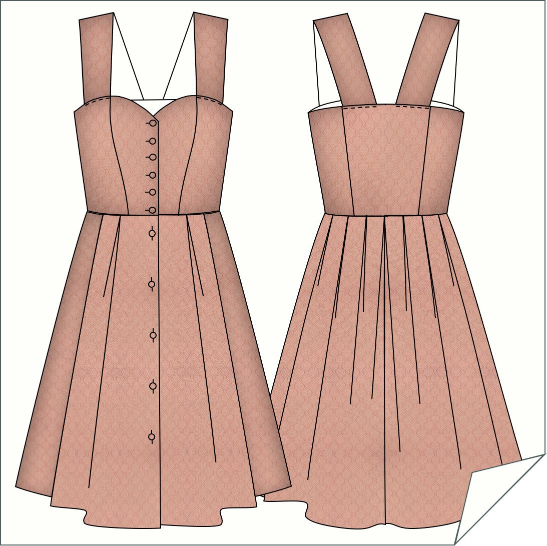 Dirndl Dress 151 with Sweetheart Neckline and Wide Straps – Digital PDF Sewing Pattern