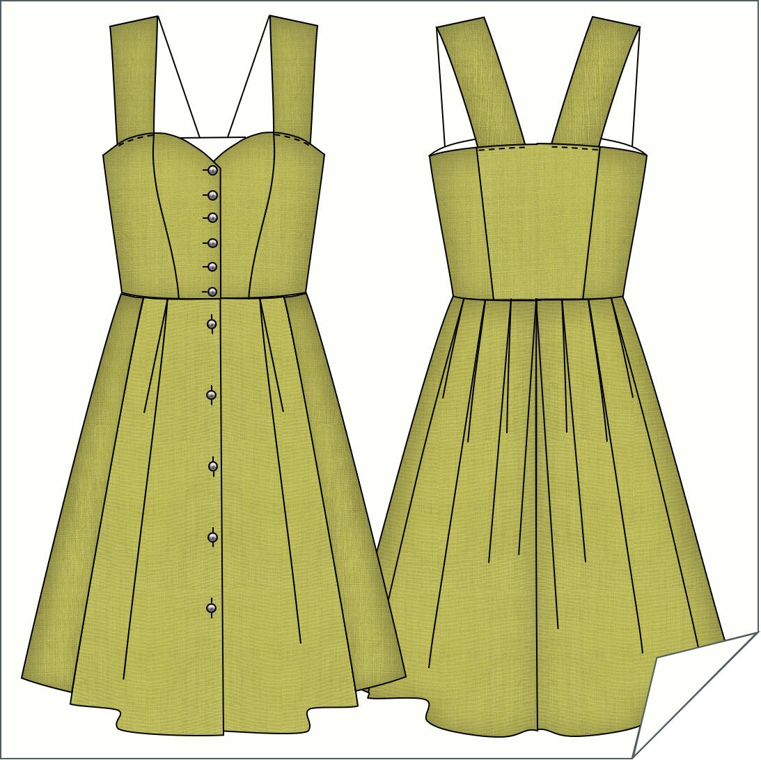 Dirndl Dress 151 with Sweetheart Neckline and Wide Straps – Digital PDF Sewing Pattern