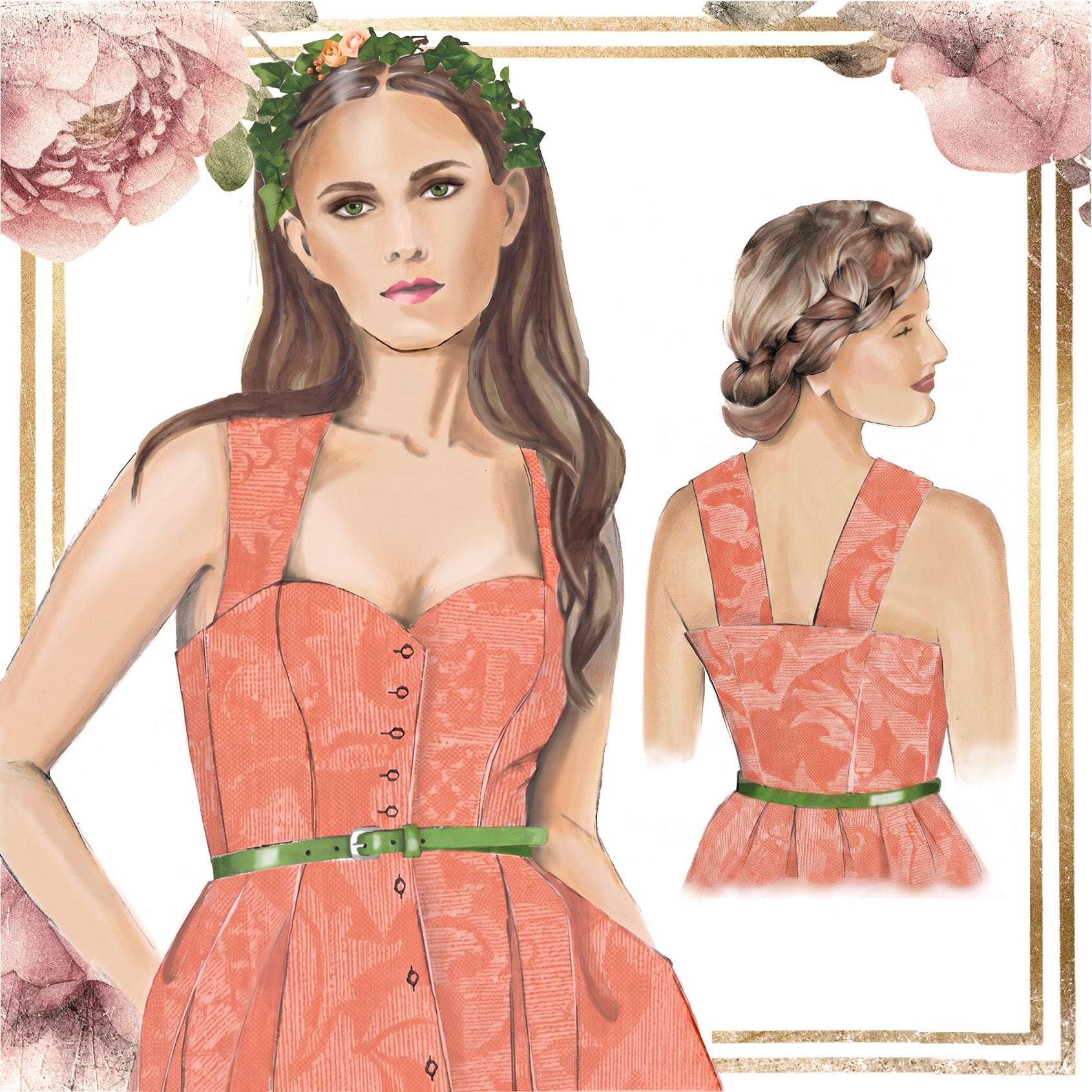 Dirndl Dress 151 with Sweetheart Neckline and Wide Straps – Digital PDF Sewing Pattern
