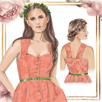 Dirndl Dress 151 with Sweetheart Neckline and Wide Straps – Digital PDF Sewing Pattern