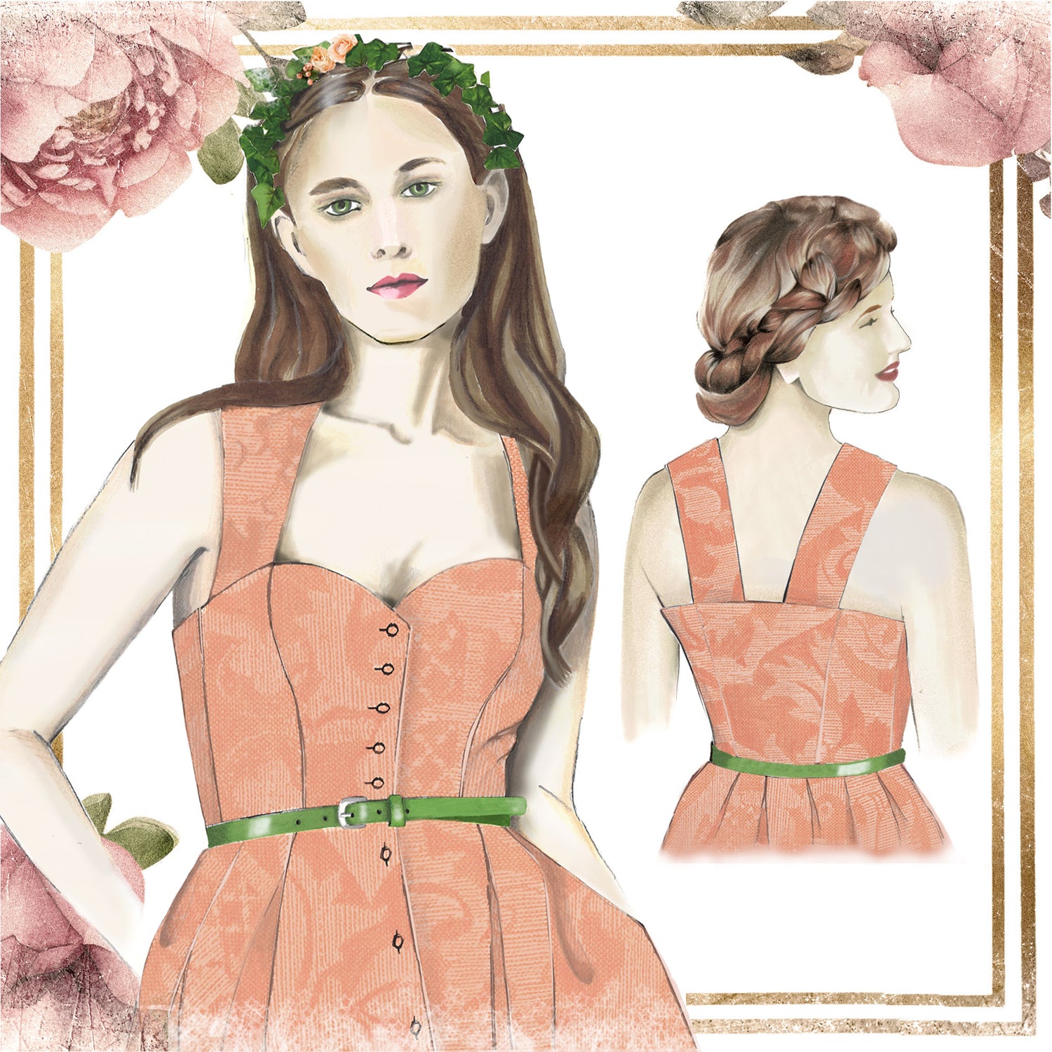 Dirndl Dress 151 with Sweetheart Neckline and Wide Straps – Digital PDF Sewing Pattern